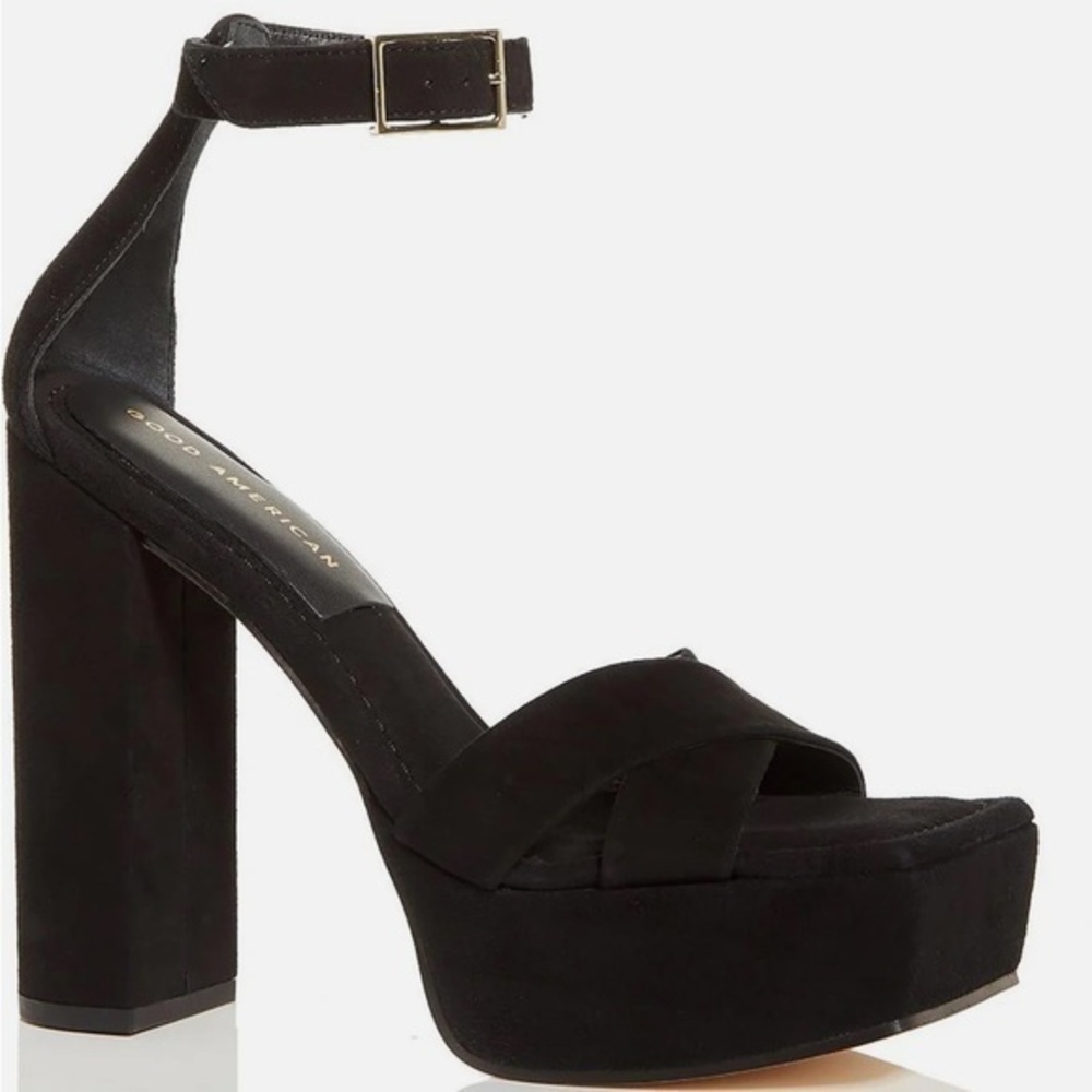 GOOD AMERICAN Womens Suede Dressy Ankle Strap platform heels NIB
